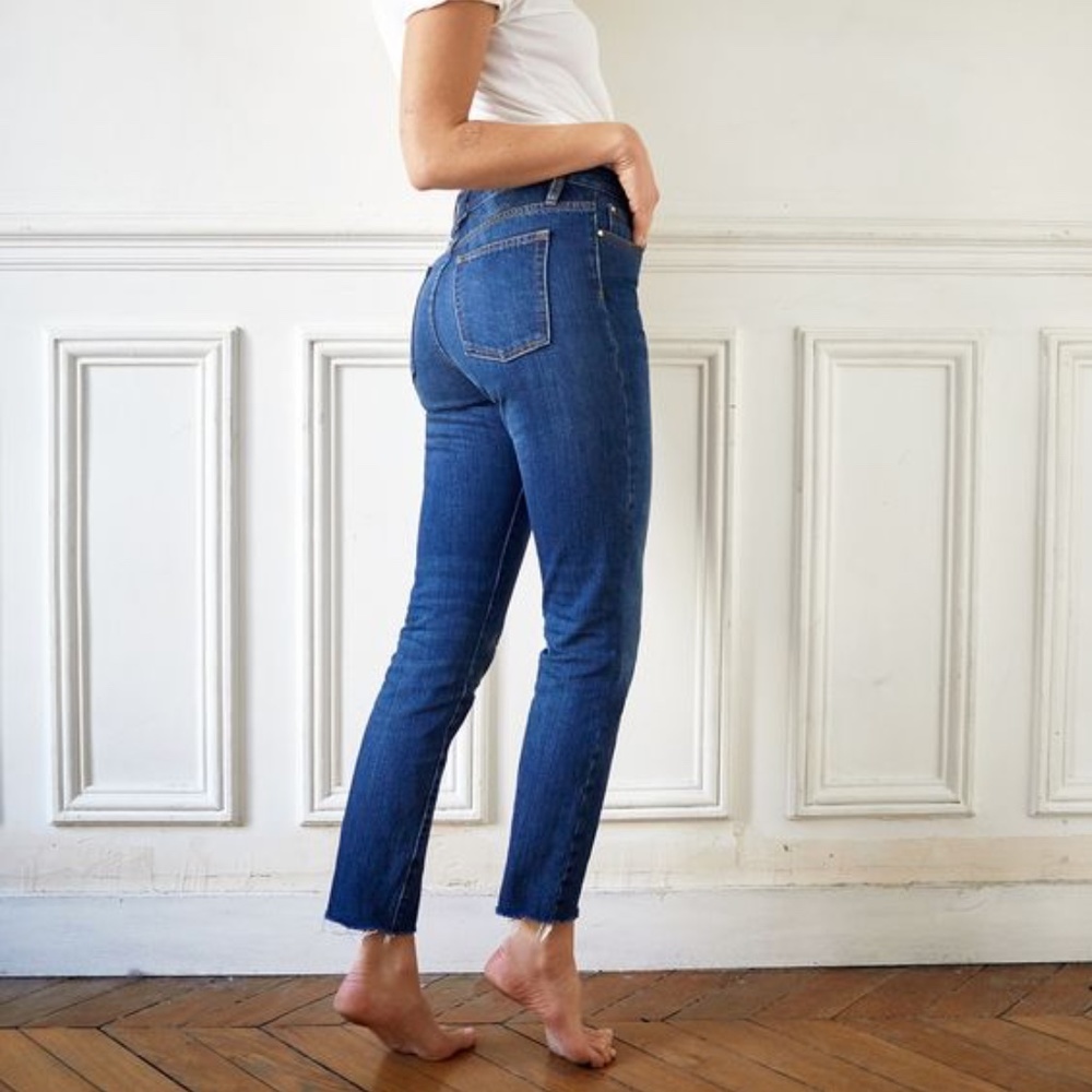 Sezane 1967 Brut Skinny Raw Hem Jeans